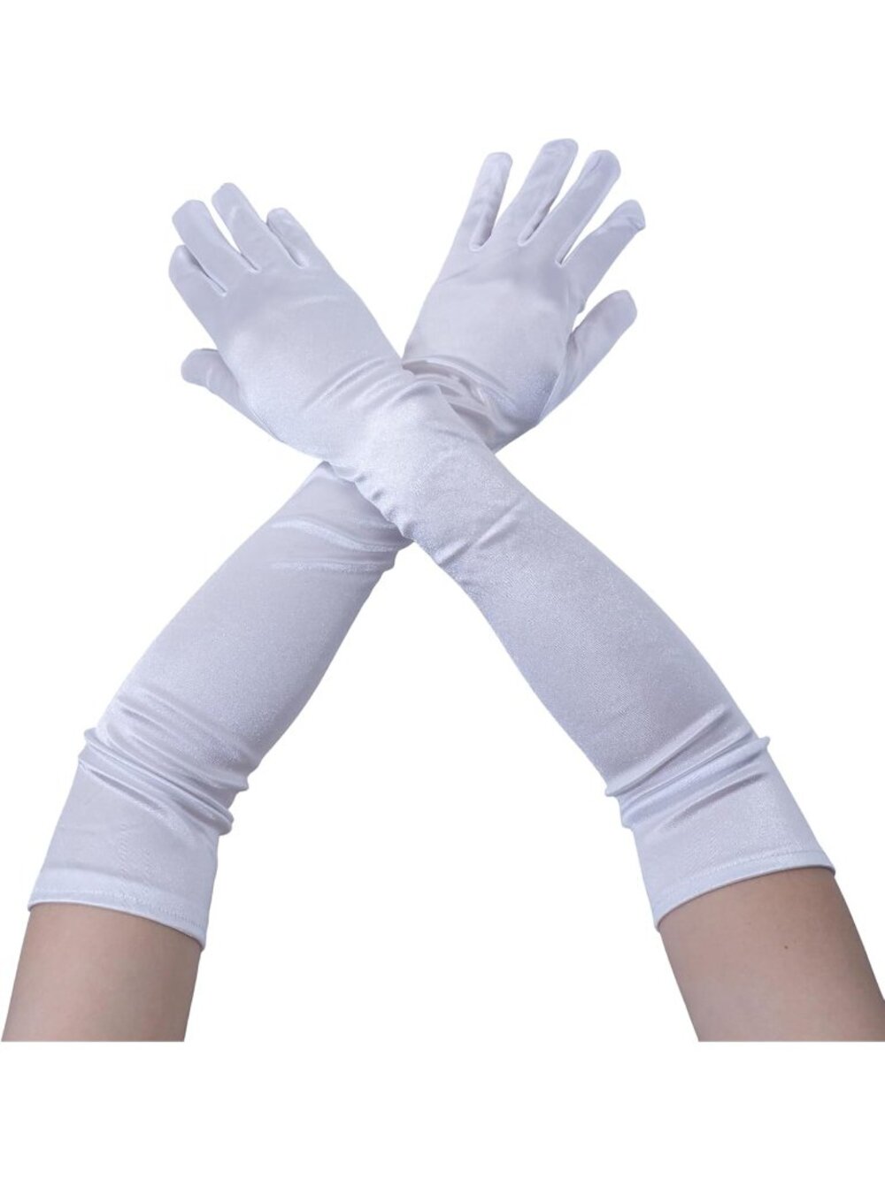 Women White Elbow Length 1920s Costume Halloween Long Opera Satin Gloves